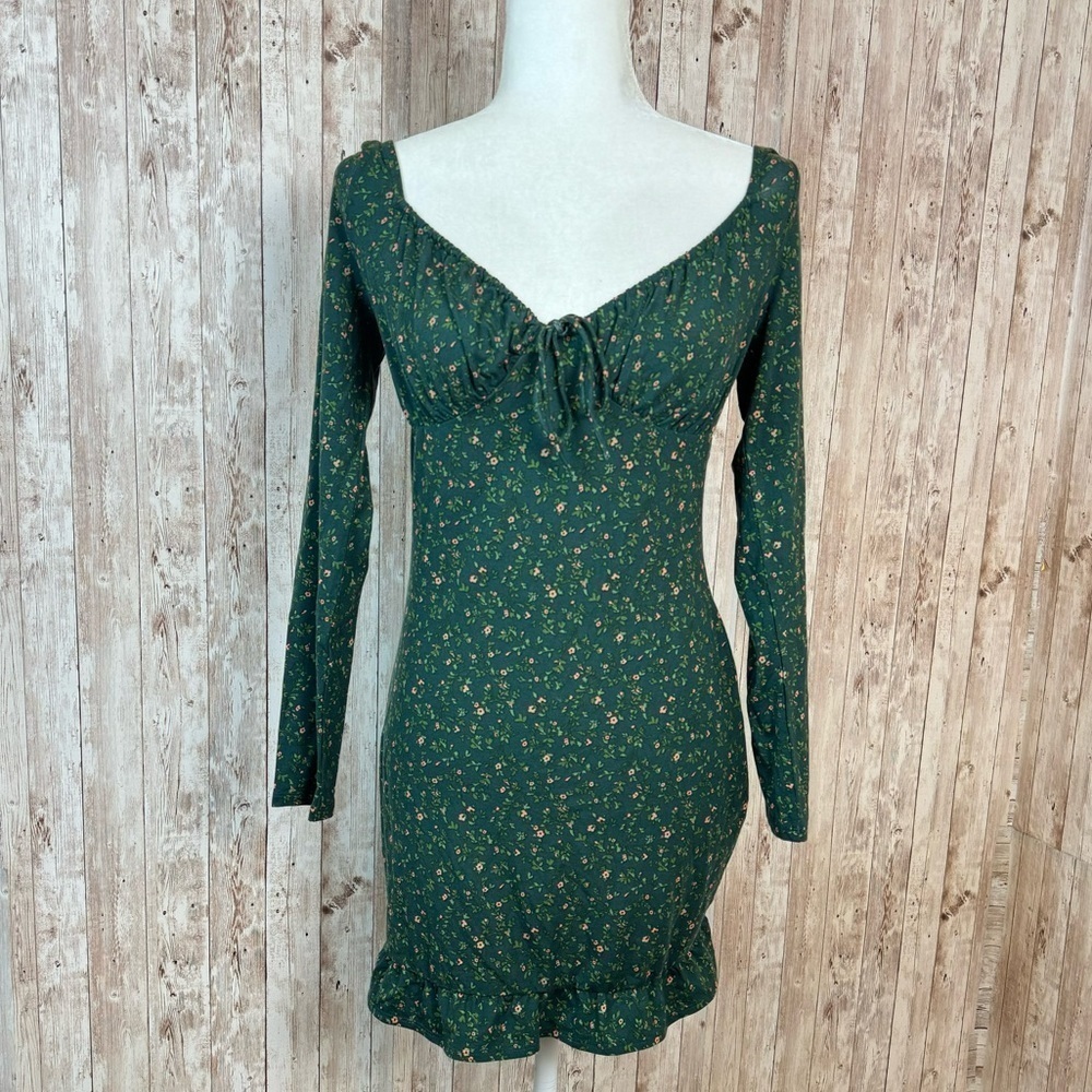 Reformation‎ Anjeline Coriander Green Floral Mini Dress Size Medium